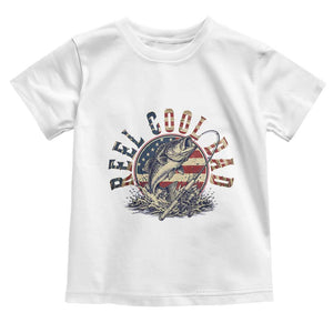 Reel Cool Dad Graphic Toddler T Shirt 4th Of July Fishing Patriotic Dad TS12 White Print Your Wear
