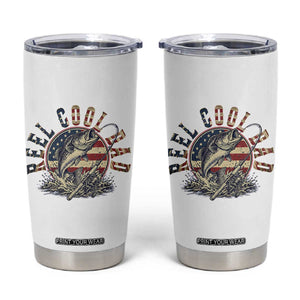 Reel Cool Dad Graphic Tumbler Cup 4th Of July Fishing Patriotic Dad TS12 White Print Your Wear