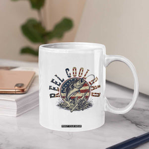 Reel Cool Dad Graphic Coffee Mug 4th Of July Fishing Patriotic Dad TS12 Print Your Wear