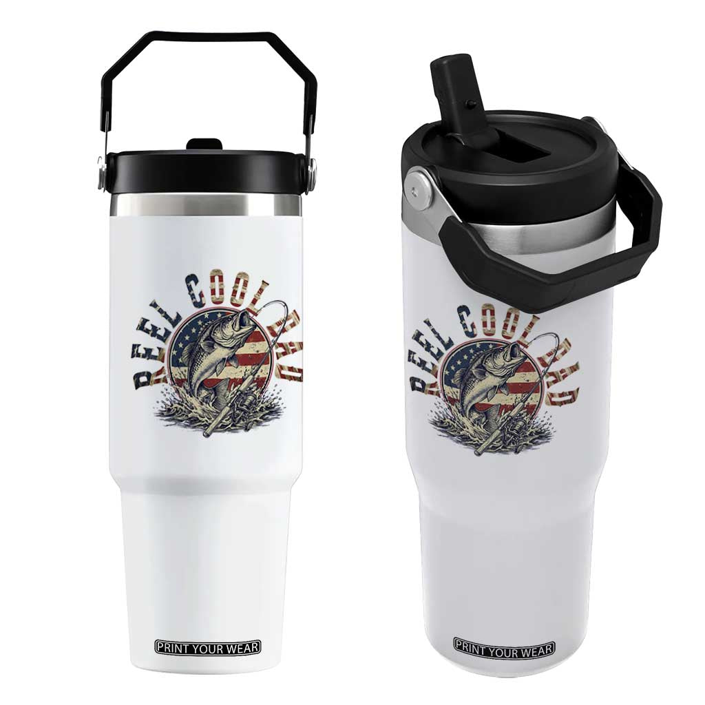 Reel Cool Dad Graphic Flip Straw Tumbler 4th Of July Fishing Patriotic Dad TS12 One Size: 30 oz White Print Your Wear