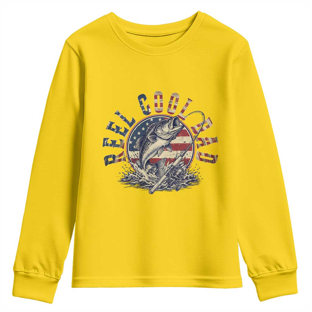 Reel Cool Dad Graphic Youth Sweatshirt 4th Of July Fishing Patriotic Dad TS12 Daisy Print Your Wear