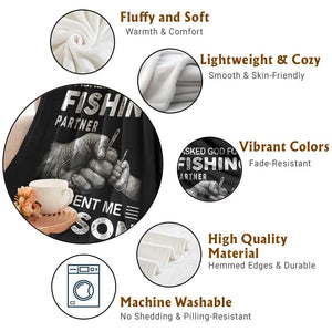 Father And Son Fishing Throw Blanket Asked God For A Fishing Partner Graphic TS12 Print Your Wear