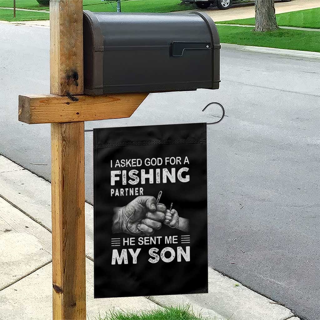 Father And Son Fishing Garden Flag Asked God For A Fishing Partner Graphic TS12 Print Your Wear