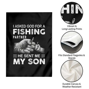 Father And Son Fishing Garden Flag Asked God For A Fishing Partner Graphic TS12 Print Your Wear