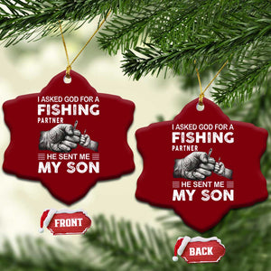 Father And Son Fishing Ceramic Ornament Asked God For A Fishing Partner Graphic TS12 Print Your Wear