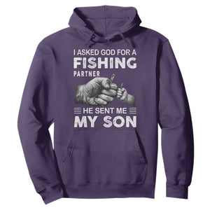 Father And Son Fishing Hoodie Asked God For A Fishing Partner Graphic TS12 Purple Print Your Wear