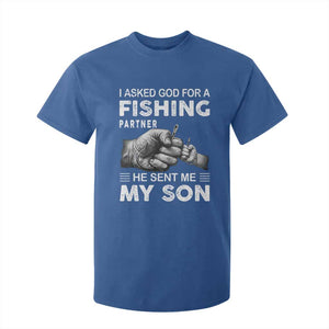 Father And Son Fishing T Shirt For Kid Asked God For A Fishing Partner Graphic TS12 Royal Blue Print Your Wear