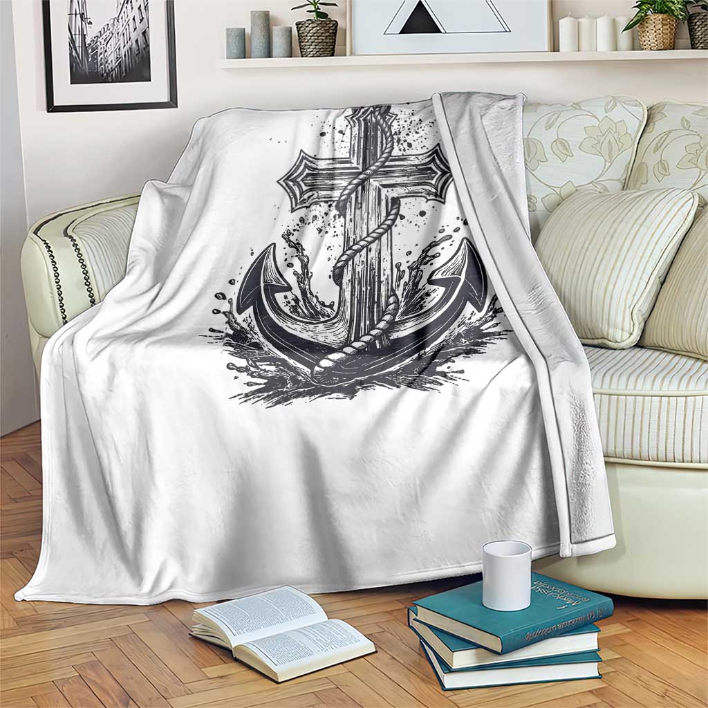 Faith Family Fishing Jesus Cross Anchor Throw Blanket Funny Christian Fisherman TS12 Print Your Wear