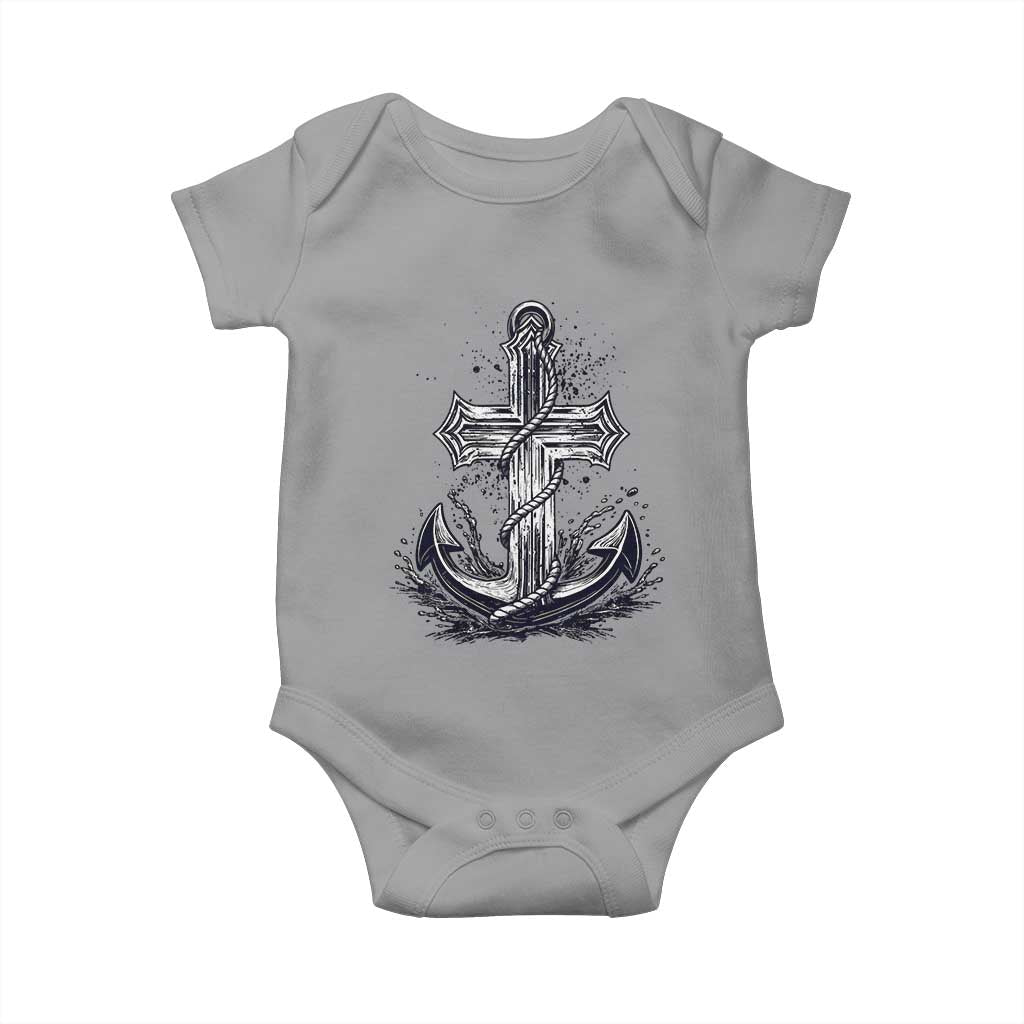 Faith Family Fishing Jesus Cross Anchor Baby Onesie Funny Christian Fisherman TS12 Sport Gray Print Your Wear
