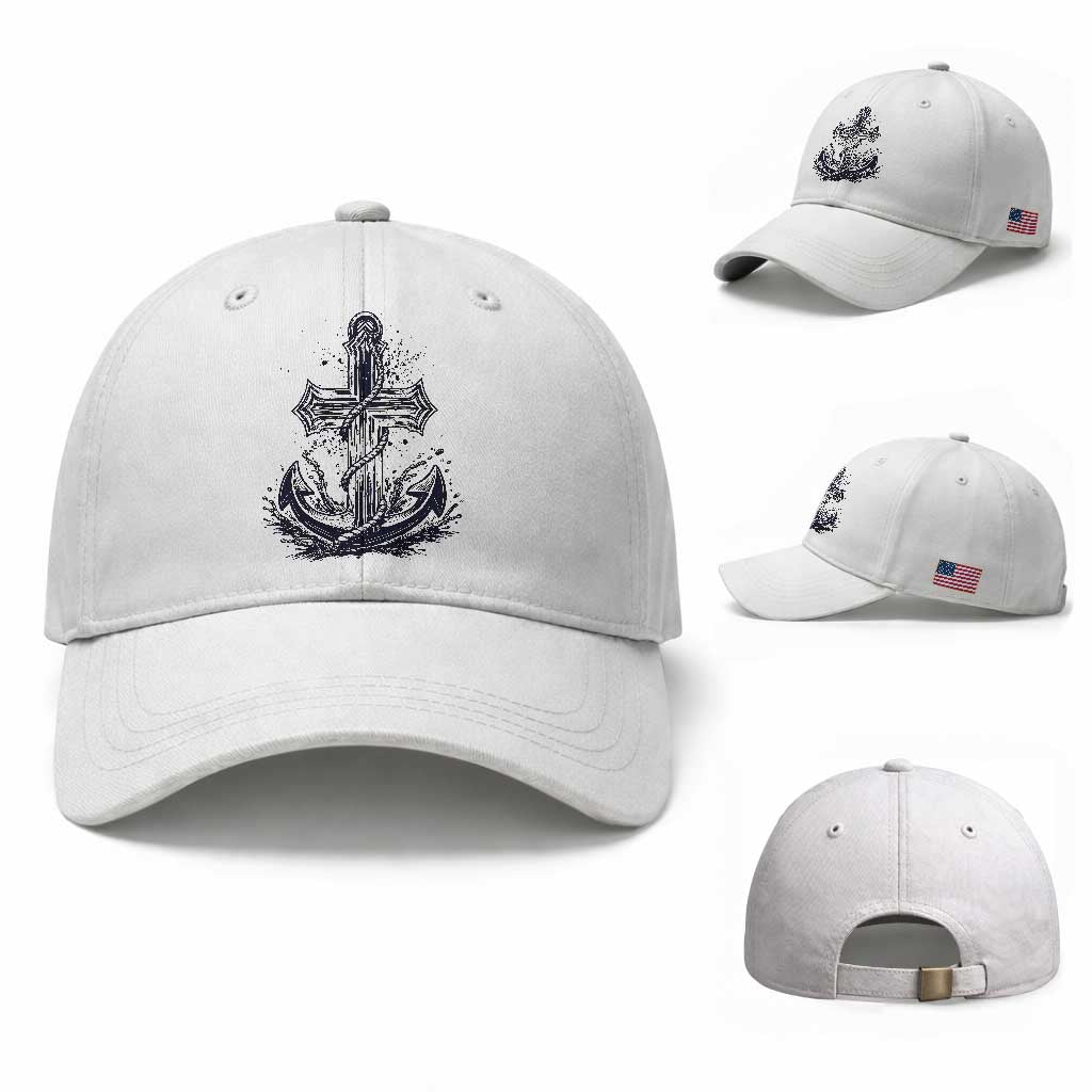 Faith Family Fishing Jesus Cross Anchor Baseball Cap Funny Christian Fisherman TS12 Baseball Cap Universal Fit White Print Your Wear