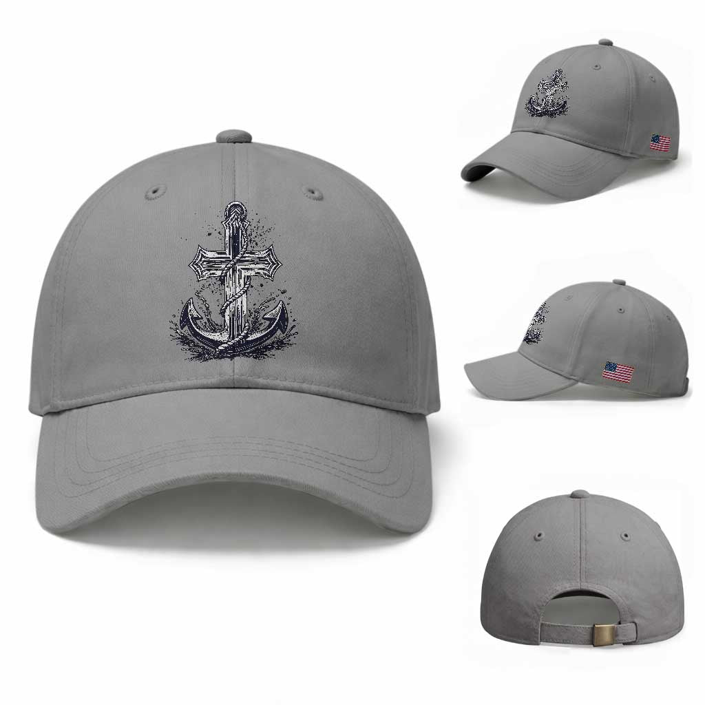 Faith Family Fishing Jesus Cross Anchor Baseball Cap Funny Christian Fisherman TS12 Baseball Cap Universal Fit Sport Gray Print Your Wear