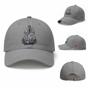 Faith Family Fishing Jesus Cross Anchor Baseball Cap Funny Christian Fisherman TS12 Baseball Cap Universal Fit Sport Gray Print Your Wear