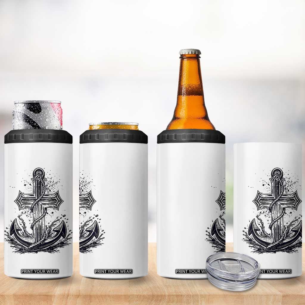 Faith Family Fishing Jesus Cross Anchor 4 in 1 Can Cooler Tumbler Funny Christian Fisherman TS12 Print Your Wear