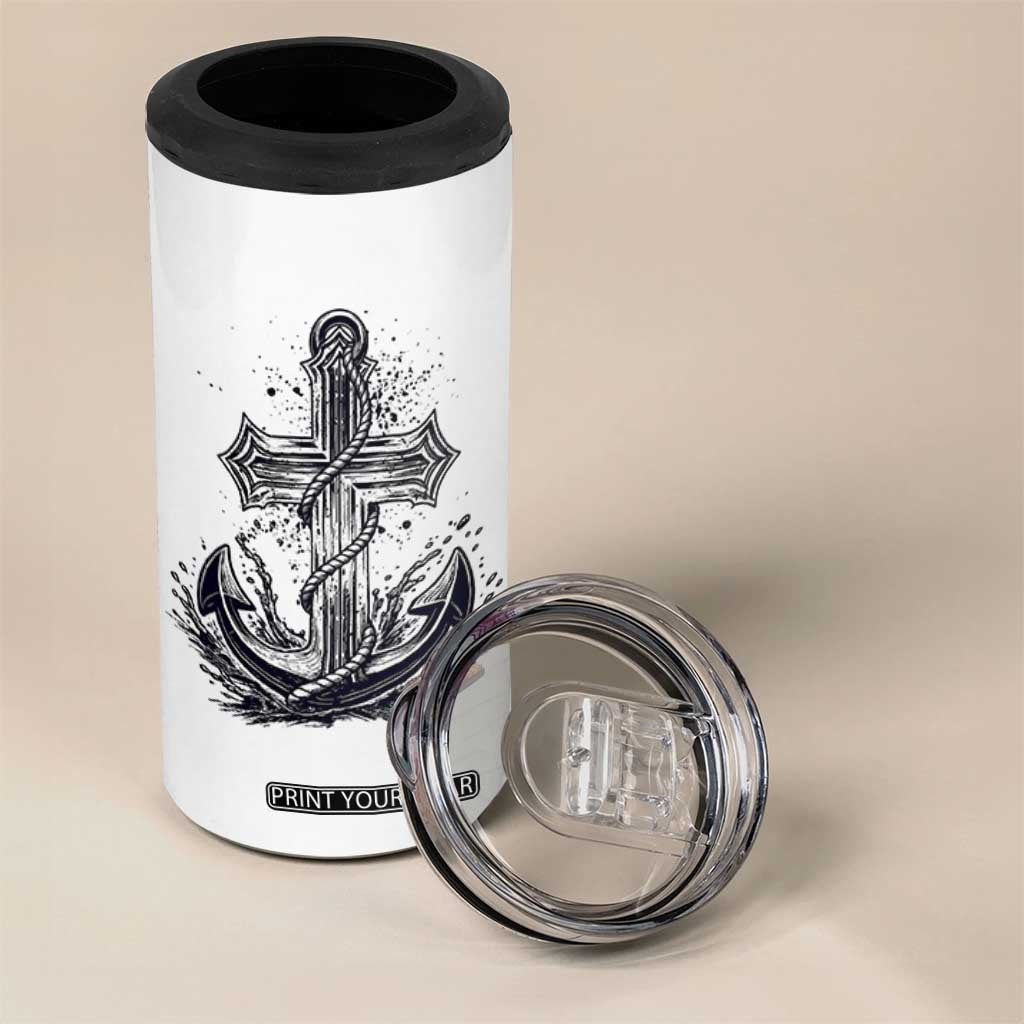 Faith Family Fishing Jesus Cross Anchor 4 in 1 Can Cooler Tumbler Funny Christian Fisherman TS12 Print Your Wear