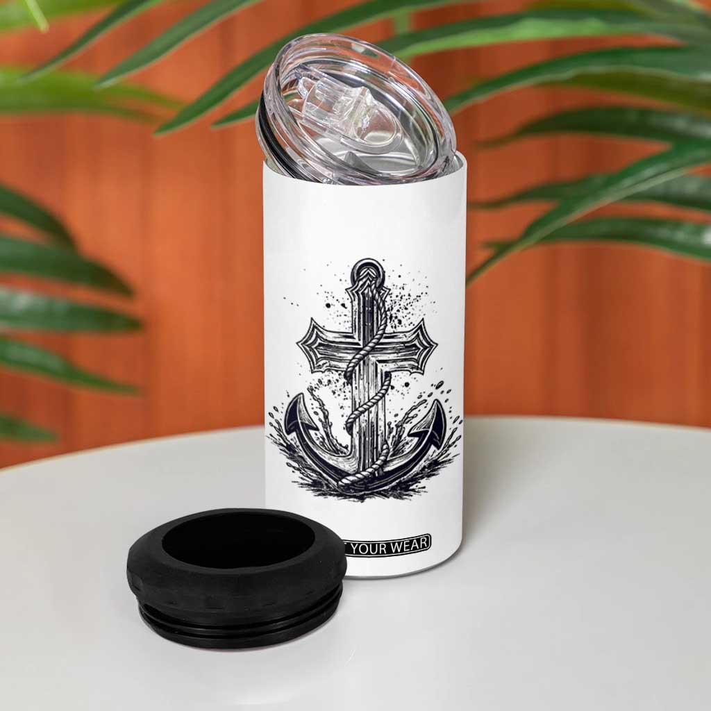 Faith Family Fishing Jesus Cross Anchor 4 in 1 Can Cooler Tumbler Funny Christian Fisherman TS12 Print Your Wear