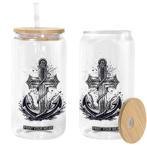 Faith Family Fishing Jesus Cross Anchor Glass Can Funny Christian Fisherman TS12 Print Your Wear