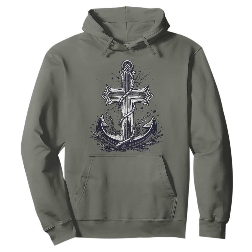 Faith Family Fishing Jesus Cross Anchor Hoodie Funny Christian Fisherman TS12 Military Green Print Your Wear