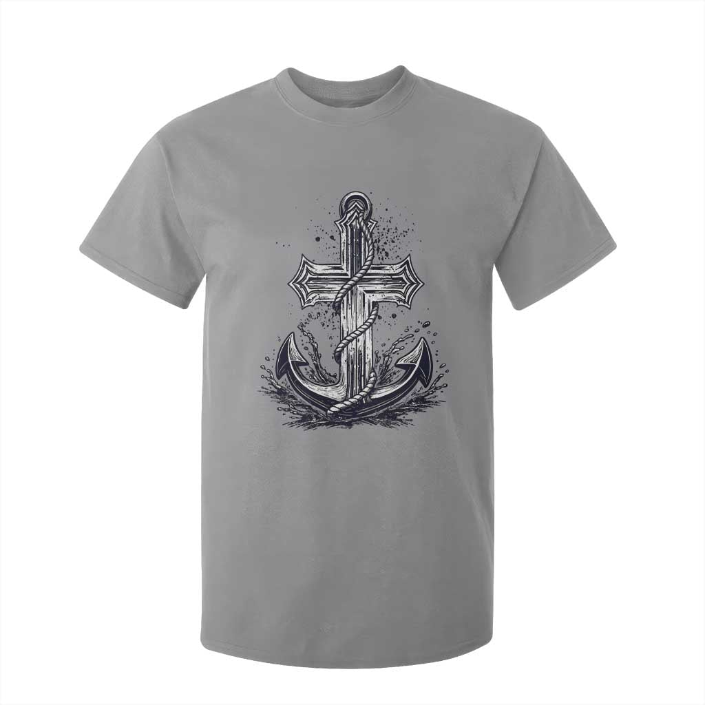 Faith Family Fishing Jesus Cross Anchor T Shirt For Kid Funny Christian Fisherman TS12 Sport Gray Print Your Wear
