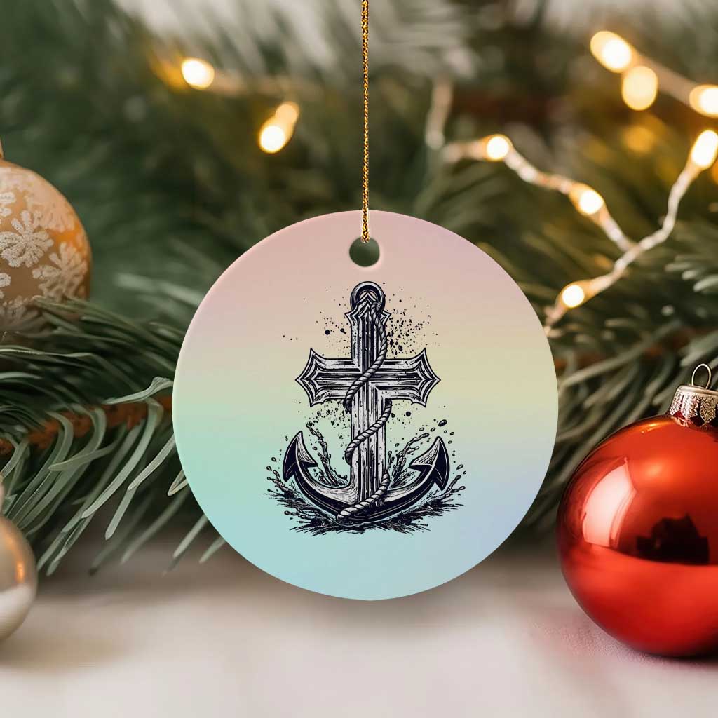 Faith Family Fishing Jesus Cross Anchor Ceramic Ornament Funny Christian Fisherman TS12 1pc Pastel Print Your Wear
