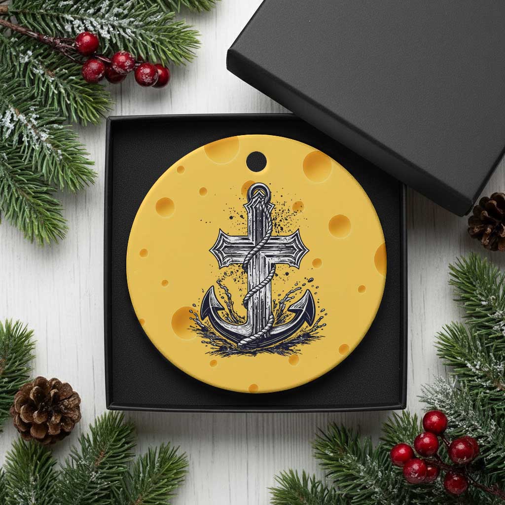 Faith Family Fishing Jesus Cross Anchor Ceramic Ornament Funny Christian Fisherman TS12 1pc Yellow Cheese Print Your Wear