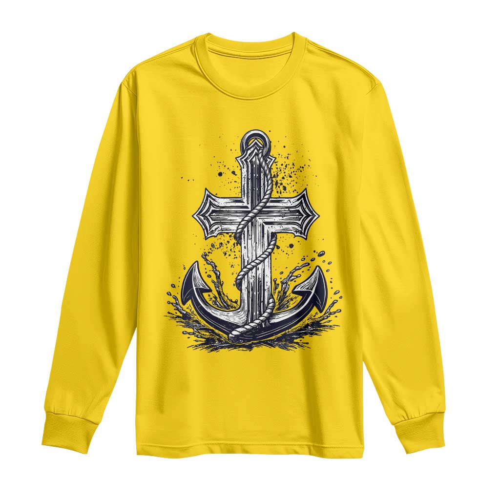 Faith Family Fishing Jesus Cross Anchor Long Sleeve Shirt Funny Christian Fisherman TS12 Daisy Print Your Wear