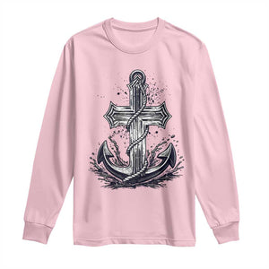 Faith Family Fishing Jesus Cross Anchor Long Sleeve Shirt Funny Christian Fisherman TS12 Light Pink Print Your Wear