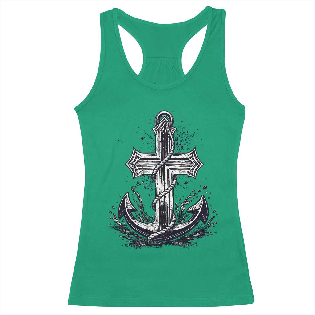 Faith Family Fishing Jesus Cross Anchor Racerback Tank Top Funny Christian Fisherman TS12 Irish Green Print Your Wear