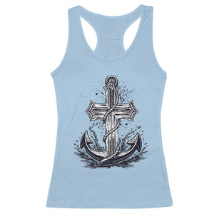 Faith Family Fishing Jesus Cross Anchor Racerback Tank Top Funny Christian Fisherman TS12 Light Blue Print Your Wear