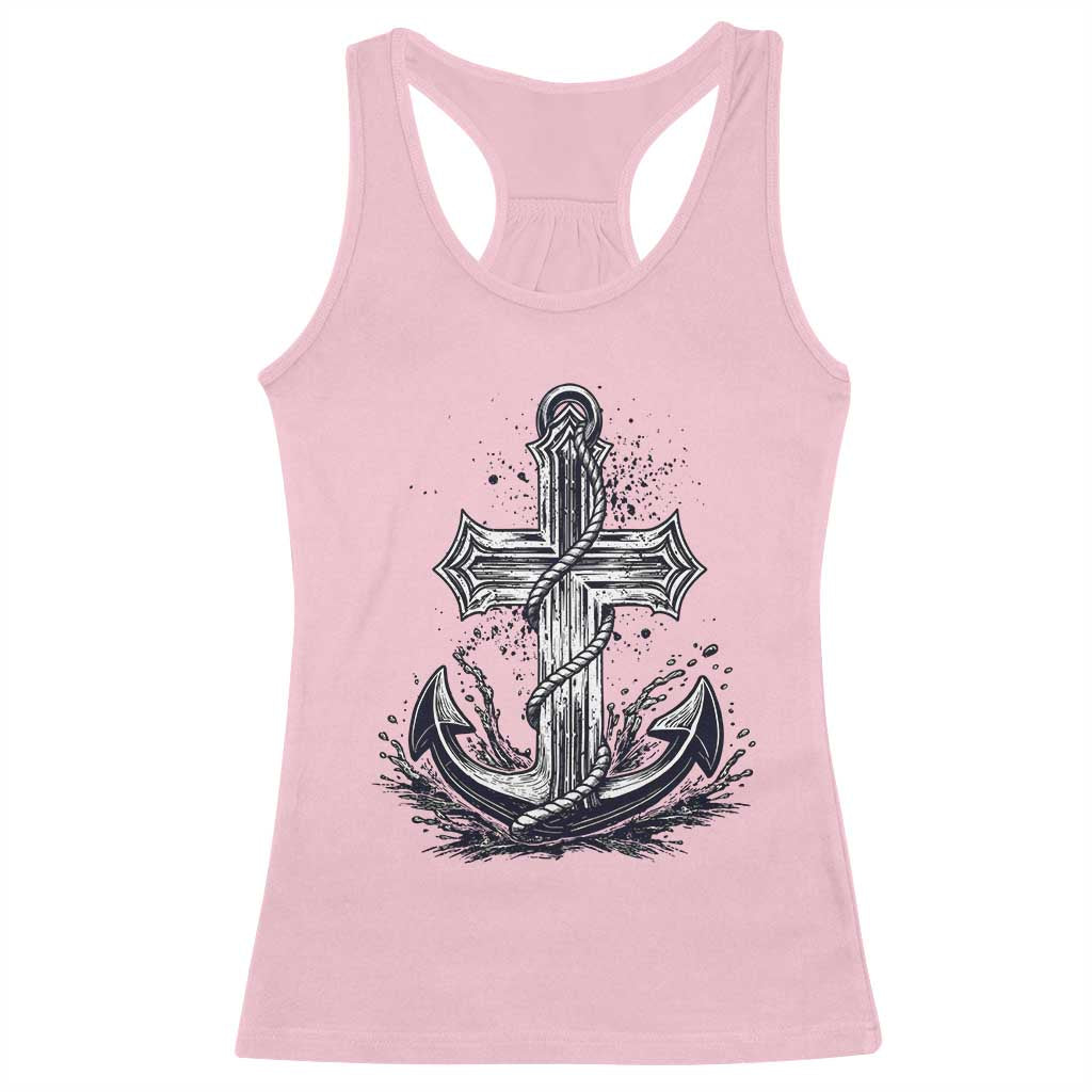 Faith Family Fishing Jesus Cross Anchor Racerback Tank Top Funny Christian Fisherman TS12 Light Pink Print Your Wear
