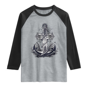 Faith Family Fishing Jesus Cross Anchor Raglan Shirt Funny Christian Fisherman TS12 Heather Gray Black Print Your Wear