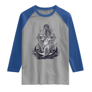 Faith Family Fishing Jesus Cross Anchor Raglan Shirt Funny Christian Fisherman TS12 Sport Gray Royal Print Your Wear