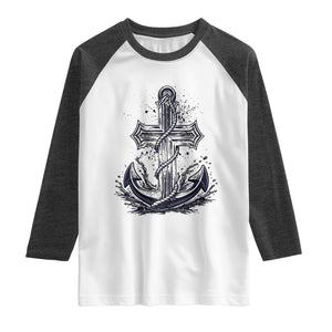 Faith Family Fishing Jesus Cross Anchor Raglan Shirt Funny Christian Fisherman TS12 White Heather Charcoal Print Your Wear