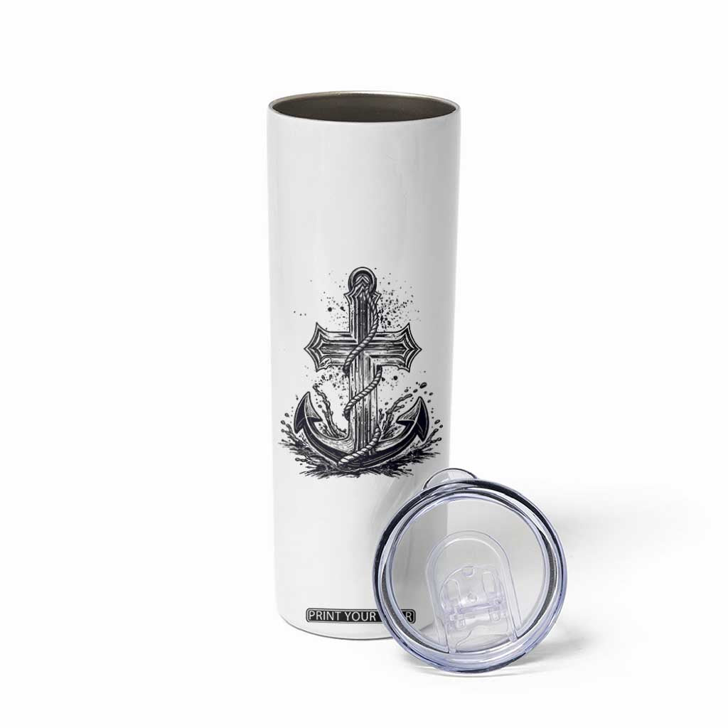 Faith Family Fishing Jesus Cross Anchor Skinny Tumbler Funny Christian Fisherman TS12 Print Your Wear