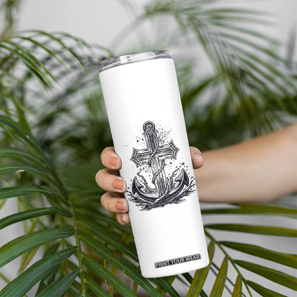 Faith Family Fishing Jesus Cross Anchor Skinny Tumbler Funny Christian Fisherman TS12 Print Your Wear