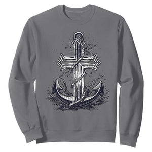 Faith Family Fishing Jesus Cross Anchor Sweatshirt Funny Christian Fisherman TS12 Charcoal Print Your Wear