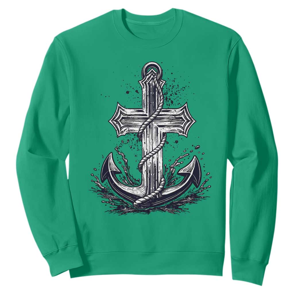 Faith Family Fishing Jesus Cross Anchor Sweatshirt Funny Christian Fisherman TS12 Irish Green Print Your Wear
