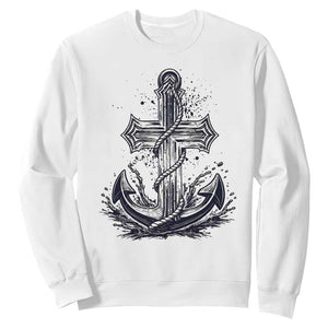 Faith Family Fishing Jesus Cross Anchor Sweatshirt Funny Christian Fisherman TS12 White Print Your Wear