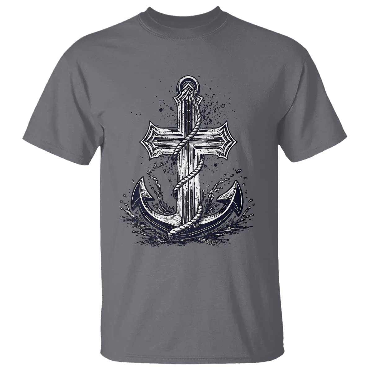 Faith Family Fishing Jesus Cross Anchor T Shirt Funny Christian Fisherman TS12 Charcoal Print Your Wear