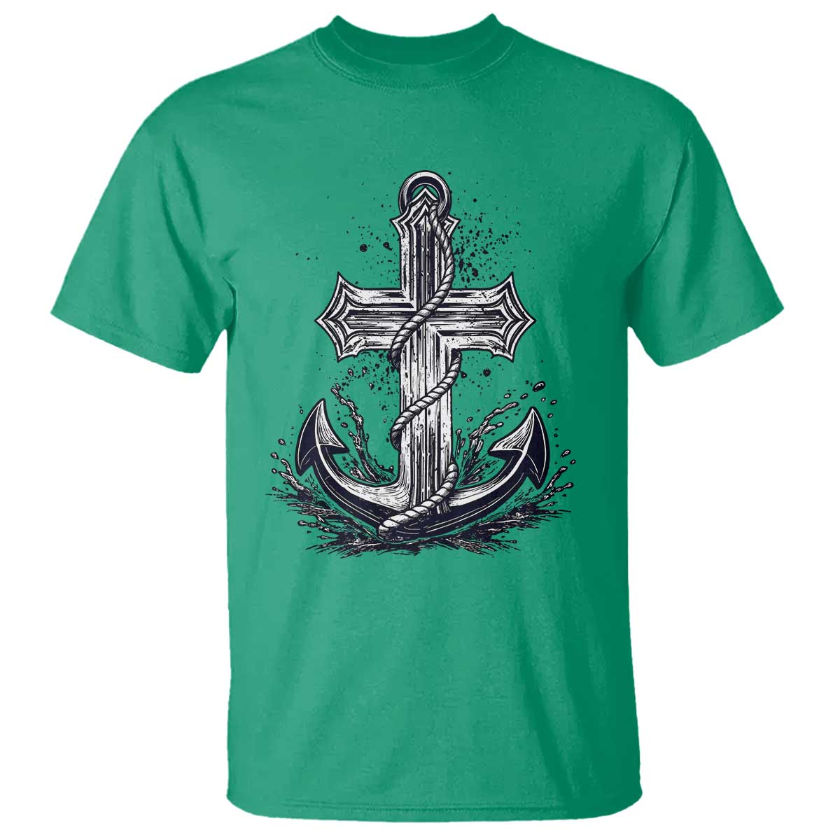 Faith Family Fishing Jesus Cross Anchor T Shirt Funny Christian Fisherman TS12 Irish Green Print Your Wear