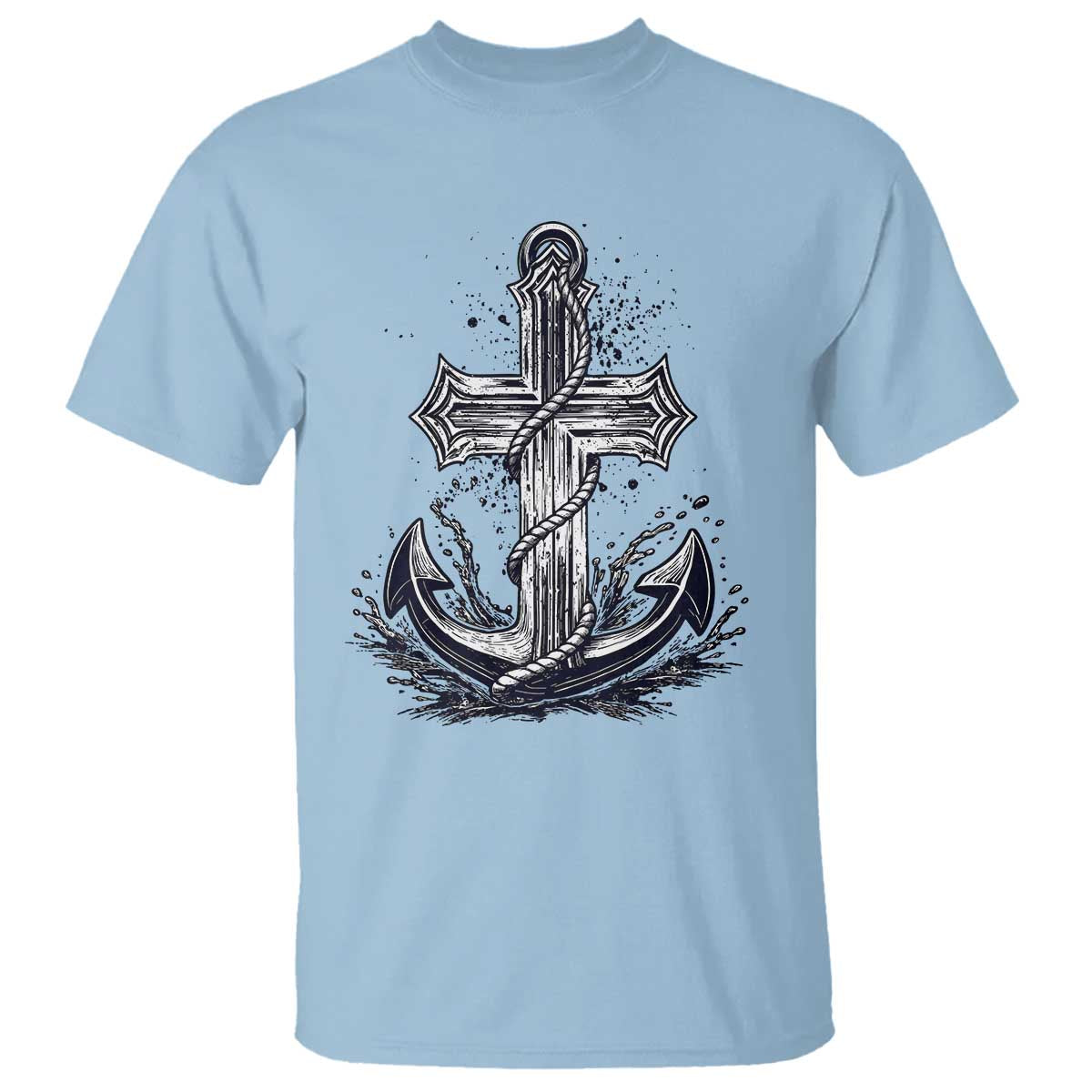 Faith Family Fishing Jesus Cross Anchor T Shirt Funny Christian Fisherman TS12 Light Blue Print Your Wear