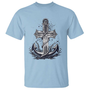 Faith Family Fishing Jesus Cross Anchor T Shirt Funny Christian Fisherman TS12 Light Blue Print Your Wear
