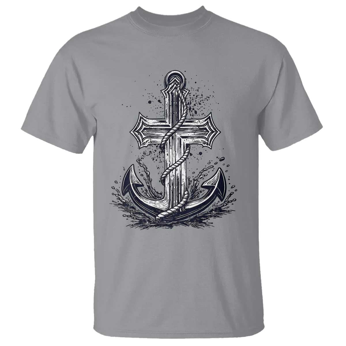 Faith Family Fishing Jesus Cross Anchor T Shirt Funny Christian Fisherman TS12 Sport Gray Print Your Wear