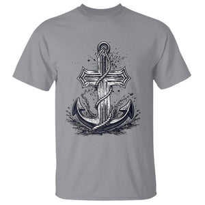 Faith Family Fishing Jesus Cross Anchor T Shirt Funny Christian Fisherman TS12 Sport Gray Print Your Wear