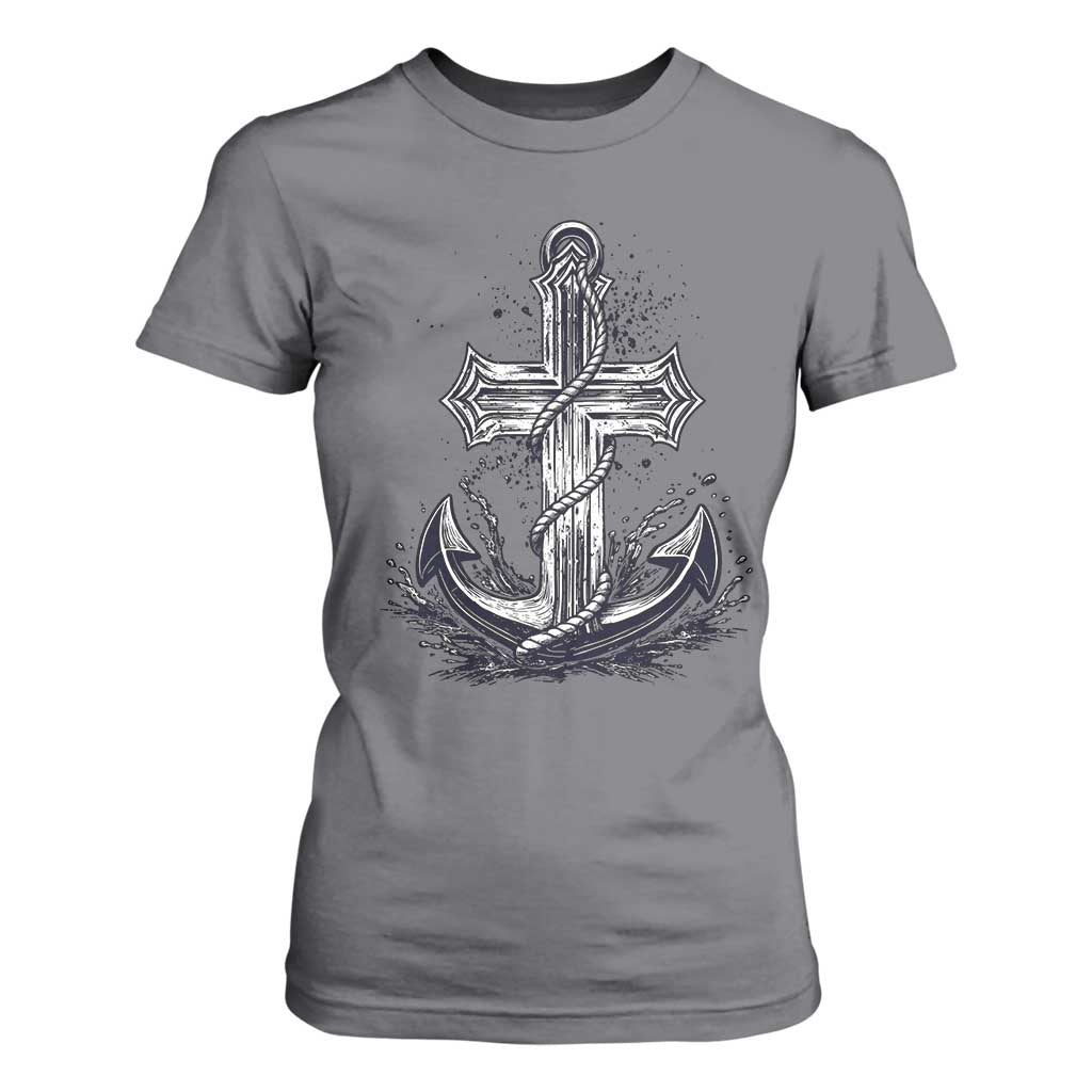 Faith Family Fishing Jesus Cross Anchor T Shirt For Women Funny Christian Fisherman TS12 Charcoal Print Your Wear