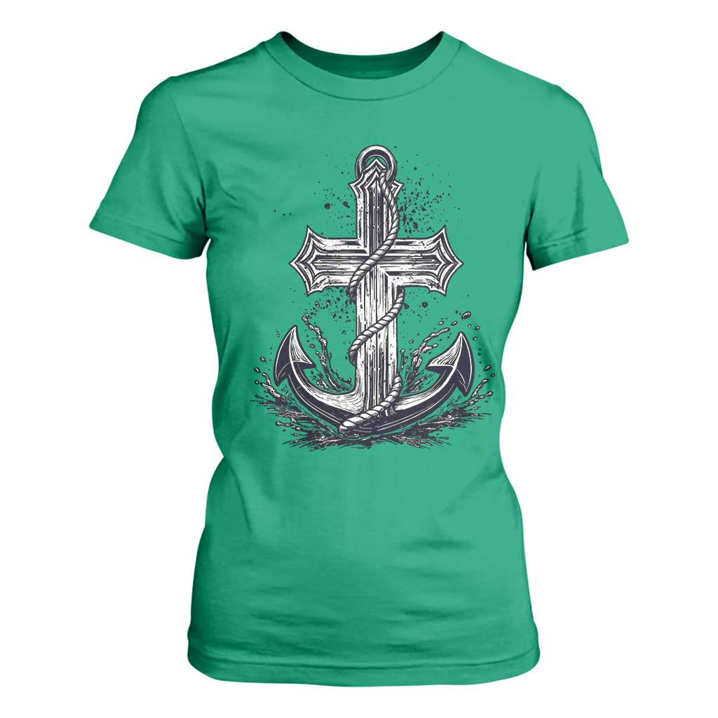 Faith Family Fishing Jesus Cross Anchor T Shirt For Women Funny Christian Fisherman TS12 Irish Green Print Your Wear