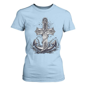 Faith Family Fishing Jesus Cross Anchor T Shirt For Women Funny Christian Fisherman TS12 Light Blue Print Your Wear