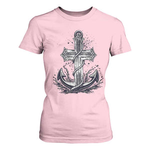 Faith Family Fishing Jesus Cross Anchor T Shirt For Women Funny Christian Fisherman TS12 Light Pink Print Your Wear