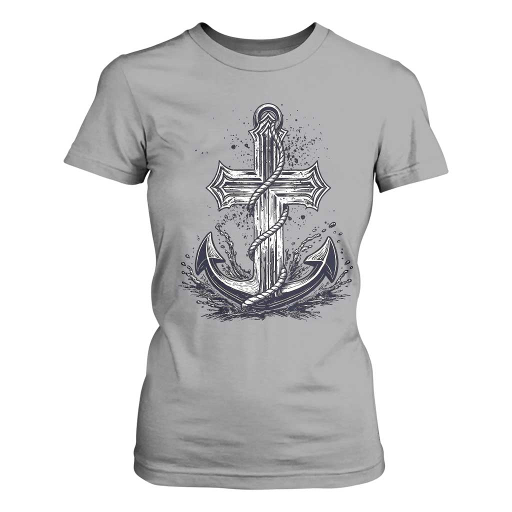 Faith Family Fishing Jesus Cross Anchor T Shirt For Women Funny Christian Fisherman TS12 Sport Gray Print Your Wear