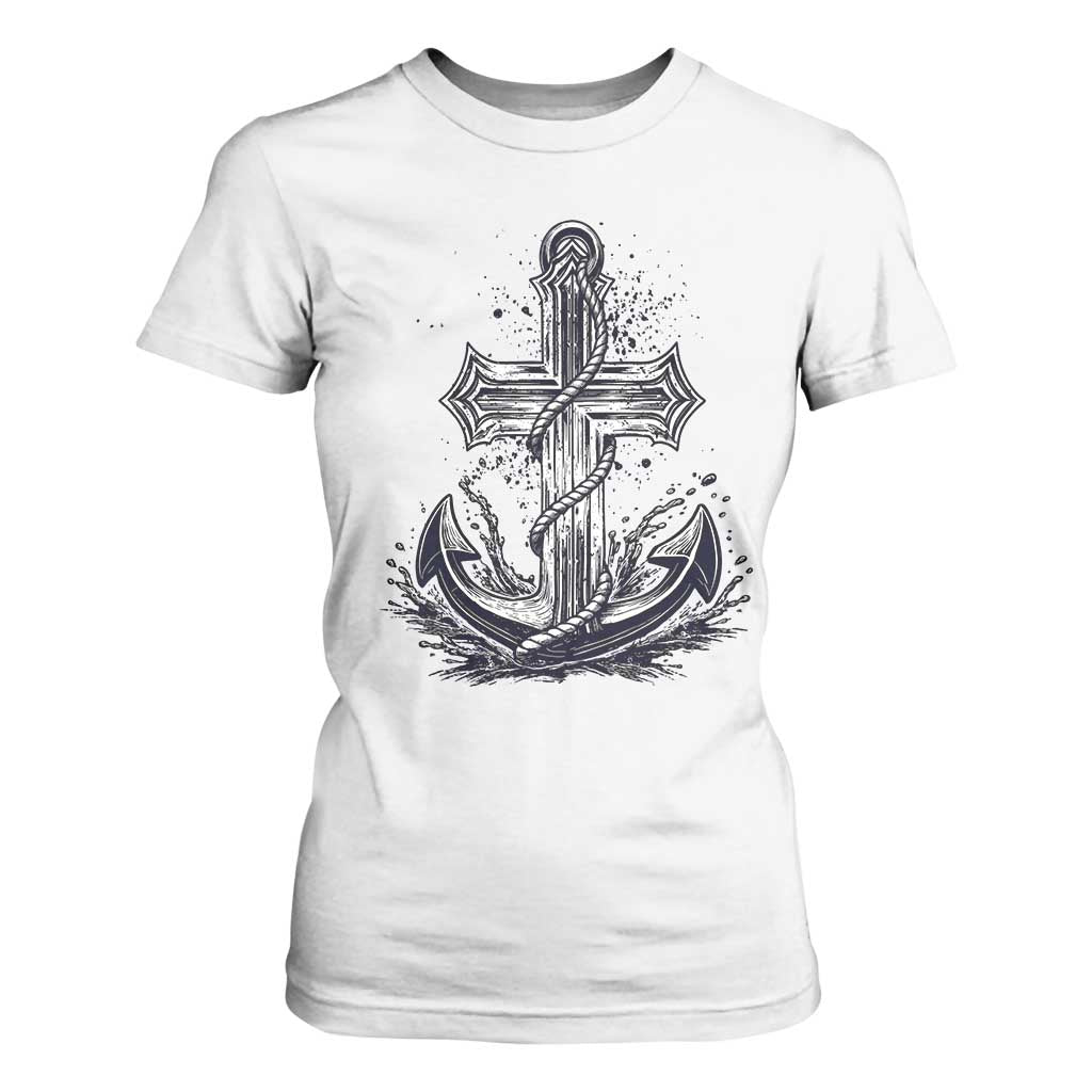 Faith Family Fishing Jesus Cross Anchor T Shirt For Women Funny Christian Fisherman TS12 White Print Your Wear