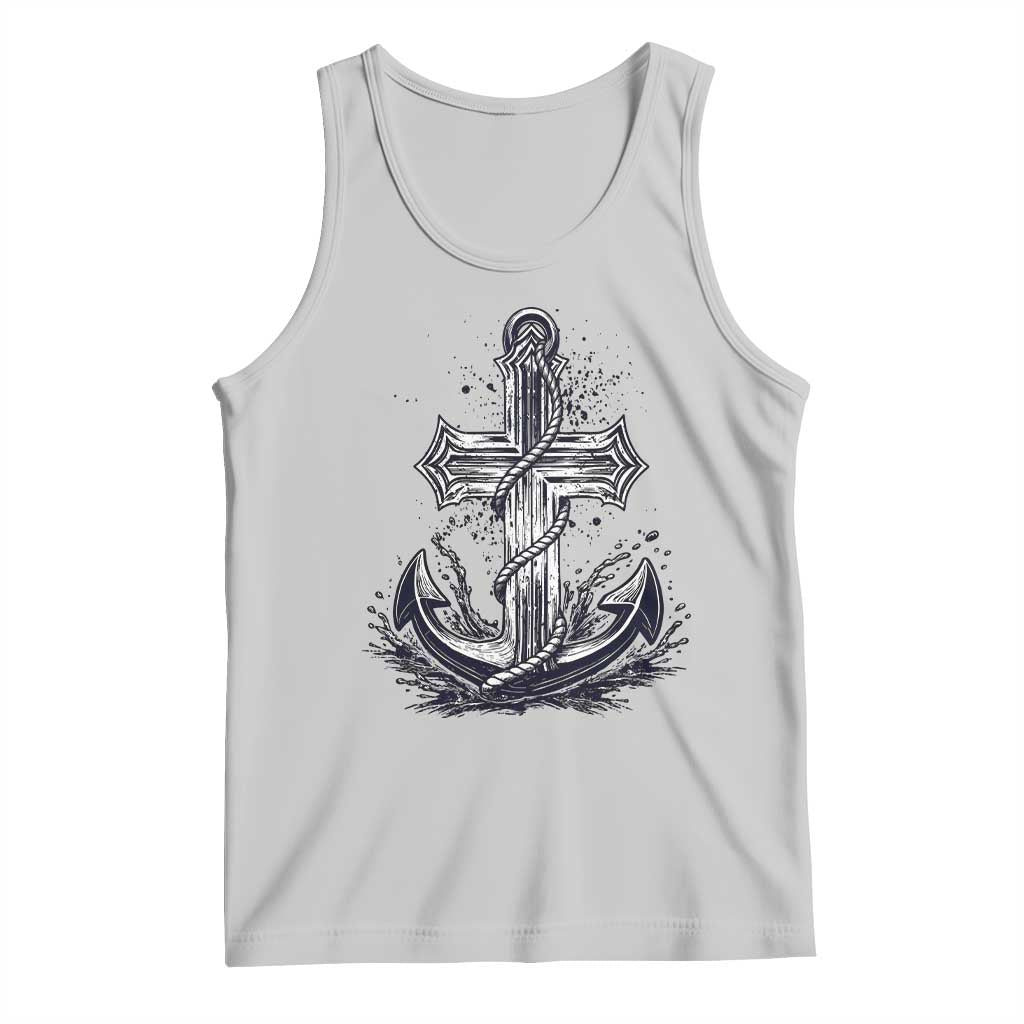 Faith Family Fishing Jesus Cross Anchor Tank Top Funny Christian Fisherman TS12 Ash Print Your Wear